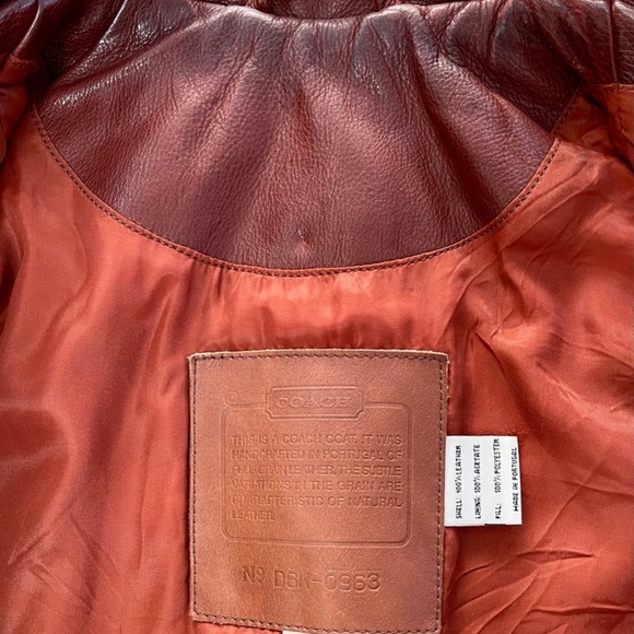 Coach Womens Brown Leather Jacket D6K-0963 Pockets Zipper Snap Cuffs-Size Medium - Picture 3 of 9